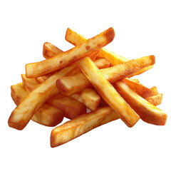 Golden Brown Crispy French Fries Stacked in a Pile Ready to Eat Delicious Fried Potato Sticks Food Photography PNG no background