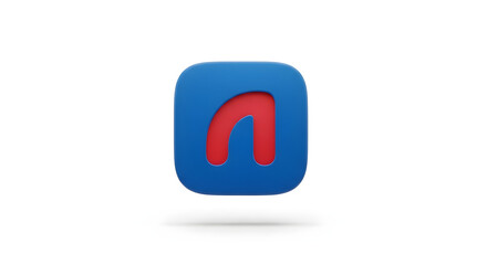 Abstract Red Curve Inside a Blue Square with Rounded Corners