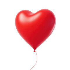 Bright Red Heart Shaped Balloon Floating With Thin String Against White Background Symbolizing Love Romance Valentines Day Celebration Romance PNG no background