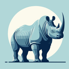 Fototapeta premium flat illustration of one-horned rhinoceros