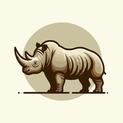 Fototapeta premium flat illustration of one-horned rhinoceros