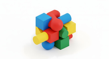 Obraz premium Colorful building blocks with spherical elements forming an abstract geometric structure