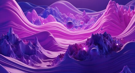 Abstract Purple Landscape with Flowing Lines.