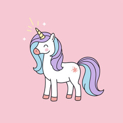 Fototapeta premium Cute Sleeping Unicorn with Pastel Colors