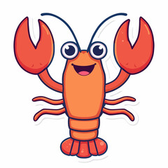 Obraz premium Cute cartoon lobster with big claws and antennae, suitable for seafood industry designs, childrens book illustrations, and marinethemed graphics.