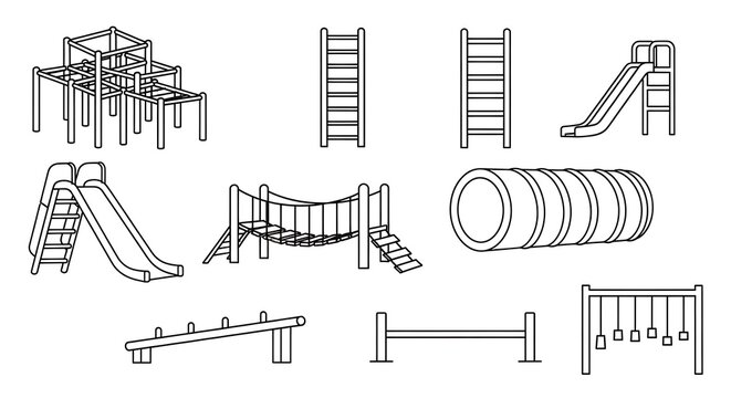 Playground Equipment Line Drawings.
