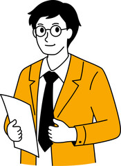 Smart Business Person Holding Paper Illustration