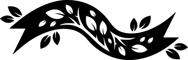 Elegant nature ribbon banner with delicate leaves, perfect for natural branding and organic designs