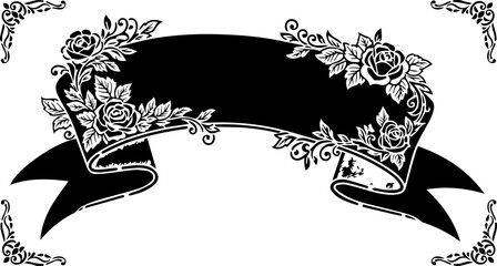 Elegant floral banner design with roses and leaves, perfect for announcements, invitations, or branding. © TOP-EDGE DESIGNS