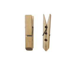 Wooden clothespins isolated on transparent background, simple natural household item used for laundry, crafts, and rustic decorations.