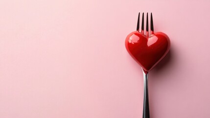 Red Heart on a Fork Love and Food.