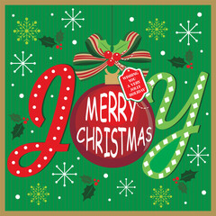 Christmas card with bauble and joy