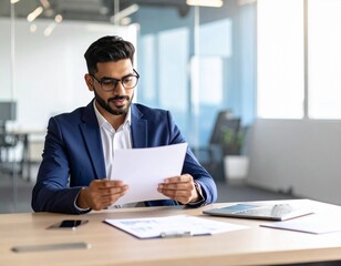 Fototapeta premium Hispanic Businessman Reviewing Documents