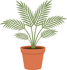 Fototapeta premium Flat Style Simple Areca Palm Tree in Pot Illustration