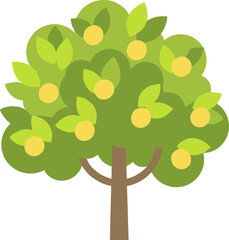 Simple Flat Illustration Orange Tree with Fruits Nature Icon