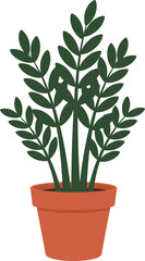 Fototapeta premium Flat Style ZZ Plant in Pot Decorative Indoor Houseplant Illustration