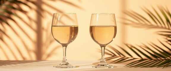 Two glasses of white wine 