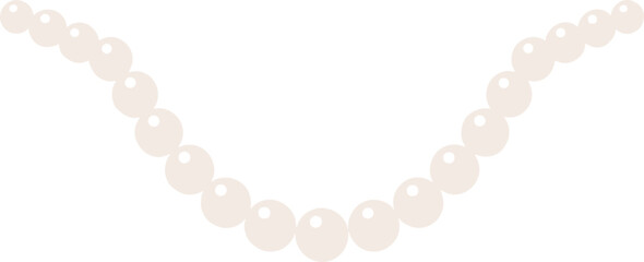 Simple Flat Design Beautiful Creamy Pearl Necklace Jewelry Illustration