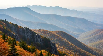 Obraz premium Autumn Foliage and Mountain Ranges.