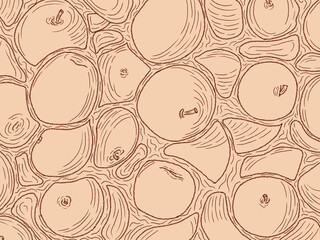 seamless pattern with fruit doodle. hand drawn outline on holiday season vibes background. high resolution for design with a whimsical and enchanting theme