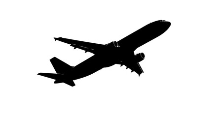 Silhouette of a commercial airplane ascending against a bright white sky, symbolizing travel and freedom.