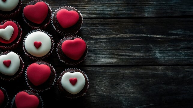 Delicious Heart Cupcakes for Valentines Day. - Powered by Adobe