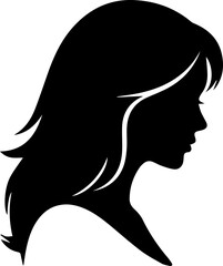 Elegant silhouette of a woman's profile showcasing beautiful, flowing hair and a sophisticated look