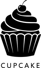 Delicious cupcake icon with cherry on top, perfect for bakery branding and sweet treat designs.