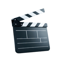 Classic movie clapperboard isolated on transparent cutout background