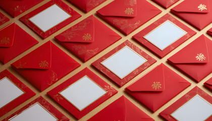 Elegant red envelopes with gold floral accents offer lucky money and blessings for celebrations, holidays, and special occasions.