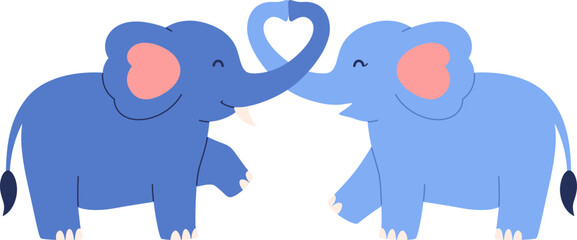 Cute Elephant Couple Illustration