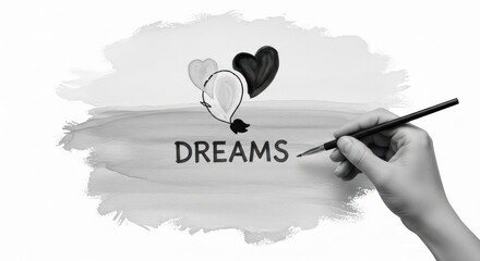 Artistic Depiction of Dreams: Hand Painting Hearts and the Word Dreams