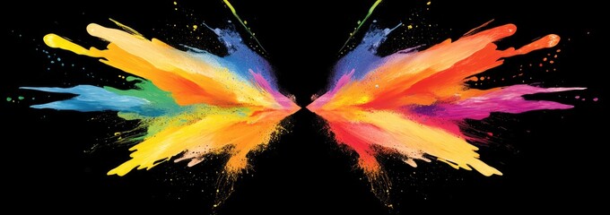 Abstract paint splatter butterfly wings
