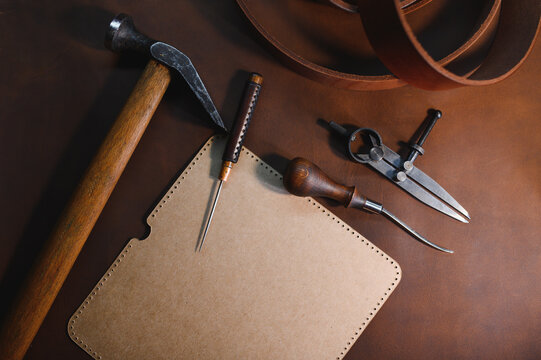 Leather crafting tools still life