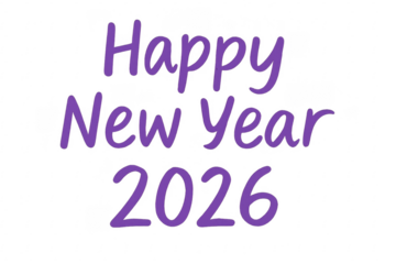 Happy new year 2026 greeting on transparent background
