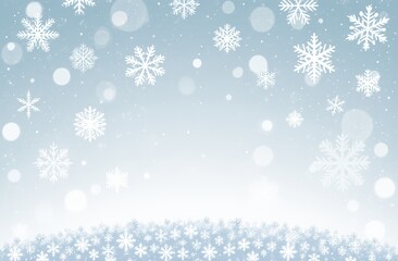 Winter wonderland background with falling snowflakes and soft light effects