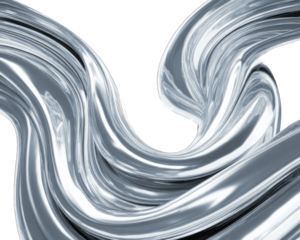 Abstract silver flowing ribbons
