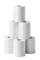Stack of white toilet paper rolls