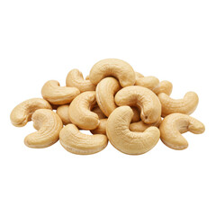 Pile of cashew nuts on white background on transparent background