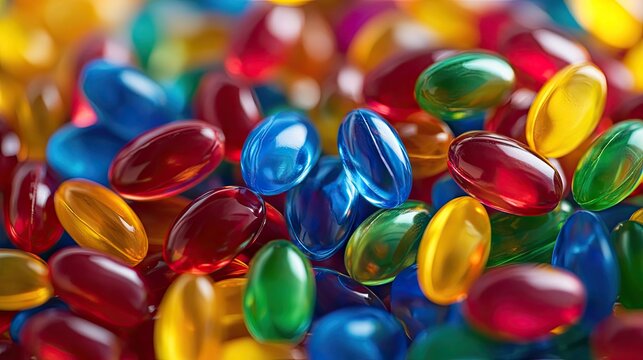 Colorful capsules in a pile
