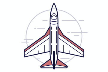 Stylized Top- Down Illustration of a Jet Airplane with Red Accents aircraft aviation