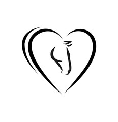 Horse Heart Equestrian Love, Minimalist Line Art Design