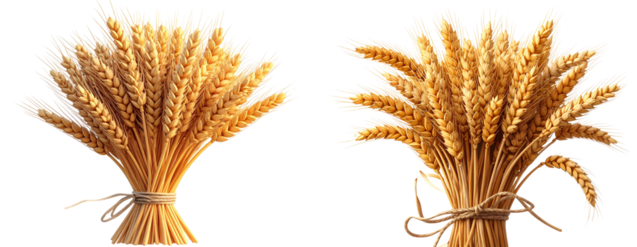 Set Stylized Wheat Ear Bundle PNG Isolated on White Background