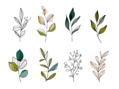 Collection of stylized plant branches