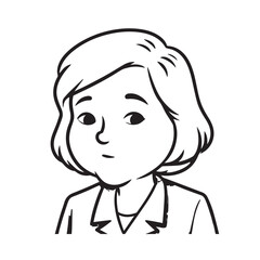 Old woman in formal clothes black and white vector illustration simple minimalist portrait design