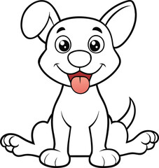 Obraz premium White cartoon puppy dog sitting with tongue out vector