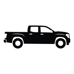 Silhouette of a modern black pickup truck side view icon silhouette