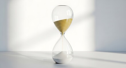 Hourglass with Sand Dripping Time Deadline and Concept Photo