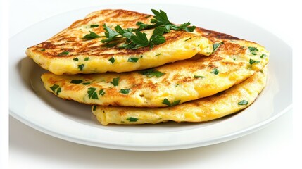 Delicious Herb-Infused Omelet Recipe Served on White Plate