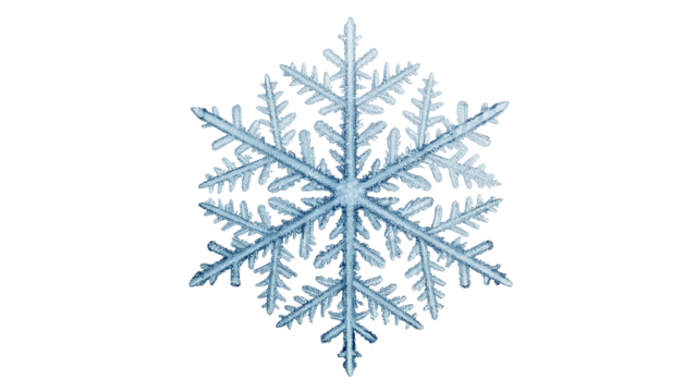 beautiful intricate snowflake isolated on transparent background